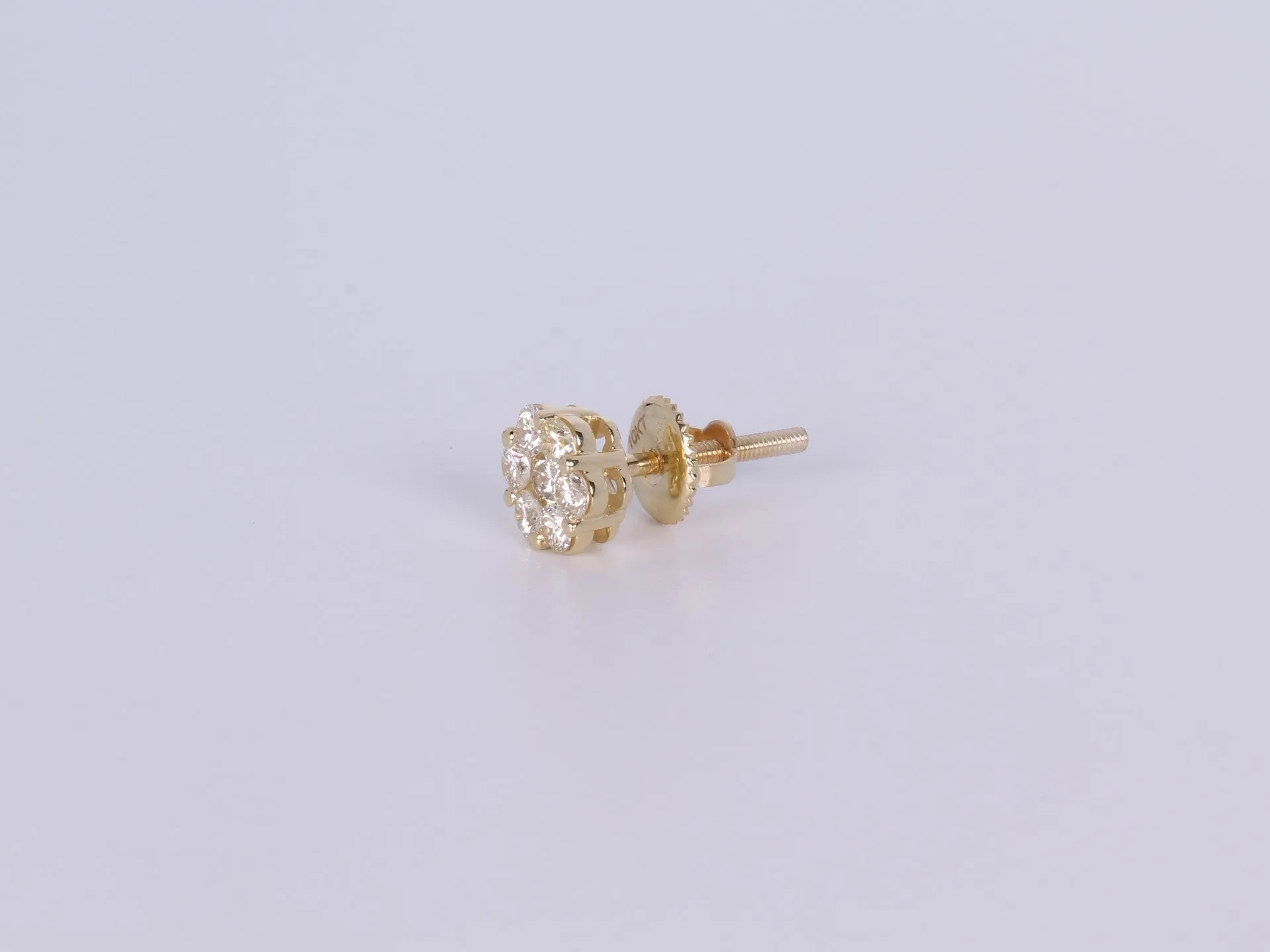 10K Yellow Gold Flower Cluster Earrings .730Ctw