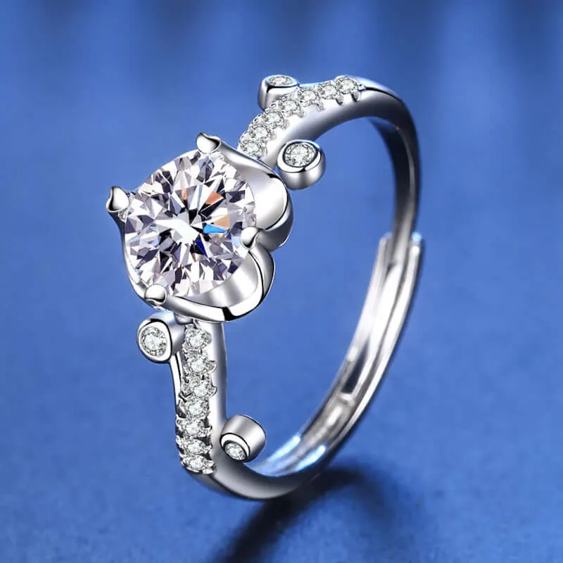 925 Silver Flower Vine Moissanite Ring