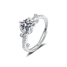 925 Silver Flower Vine Moissanite Ring