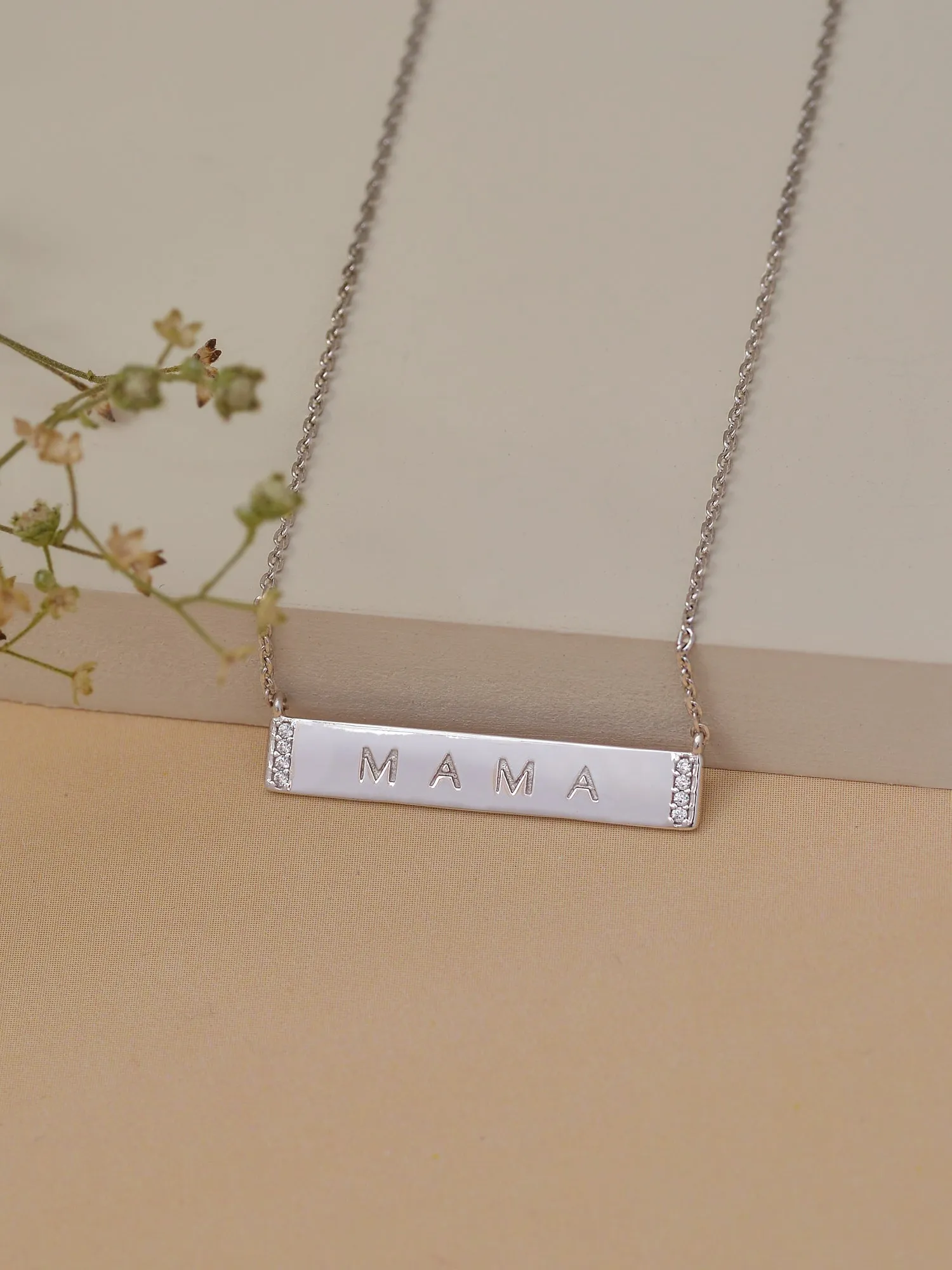 925 Sterling Silver Mama Pendant Necklace Gift For Mom