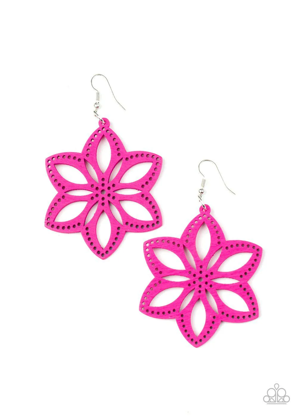 Bahama Blossoms Pink Wood Earrings - Paparazzi Accessories