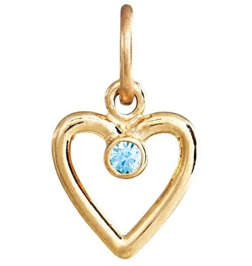 Birthstone Heart Charm With Blue Zircon