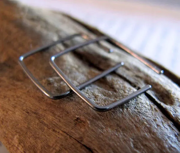 Black Square Hoop Earrings - Unisex Style