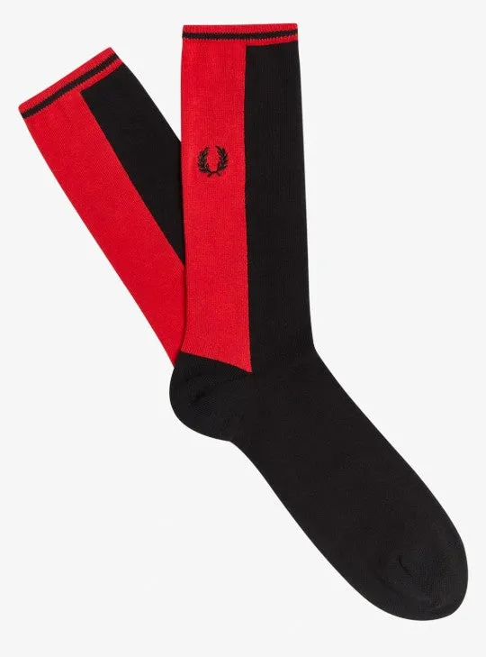 BLACK/RACING RED CONTRAST PANEL SOCKS