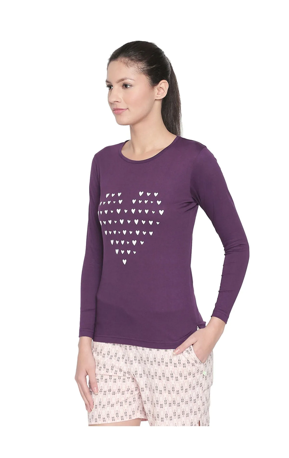 Bodyactive Women Purple Round Neck Tee-TS102-PLUM