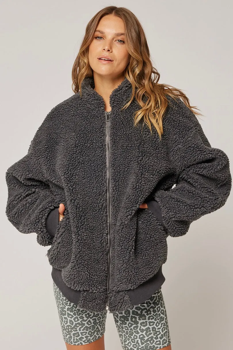 Brooklyn Graphite Sherpa Bomber Jacket