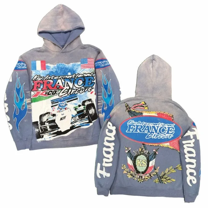 By Kiy Studios "France Circuit" Hoodie (Sun Faded Pacific)