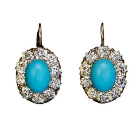 Classic Design Inlaid Blue Opal Drop Earrings