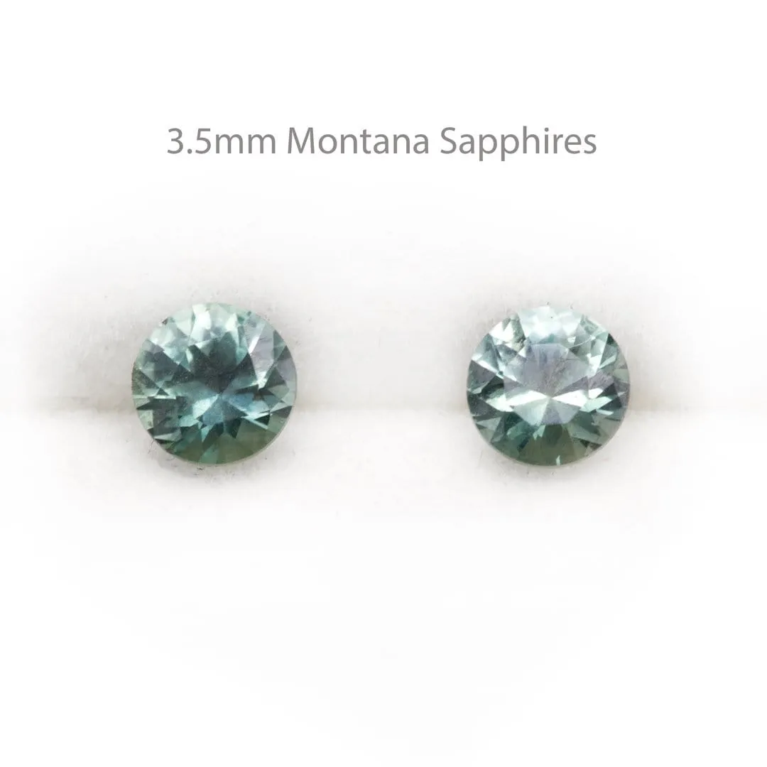 Fair Trade Blue-Green Montana Sapphire Bezel Stud Earrings With Moissanite Accents