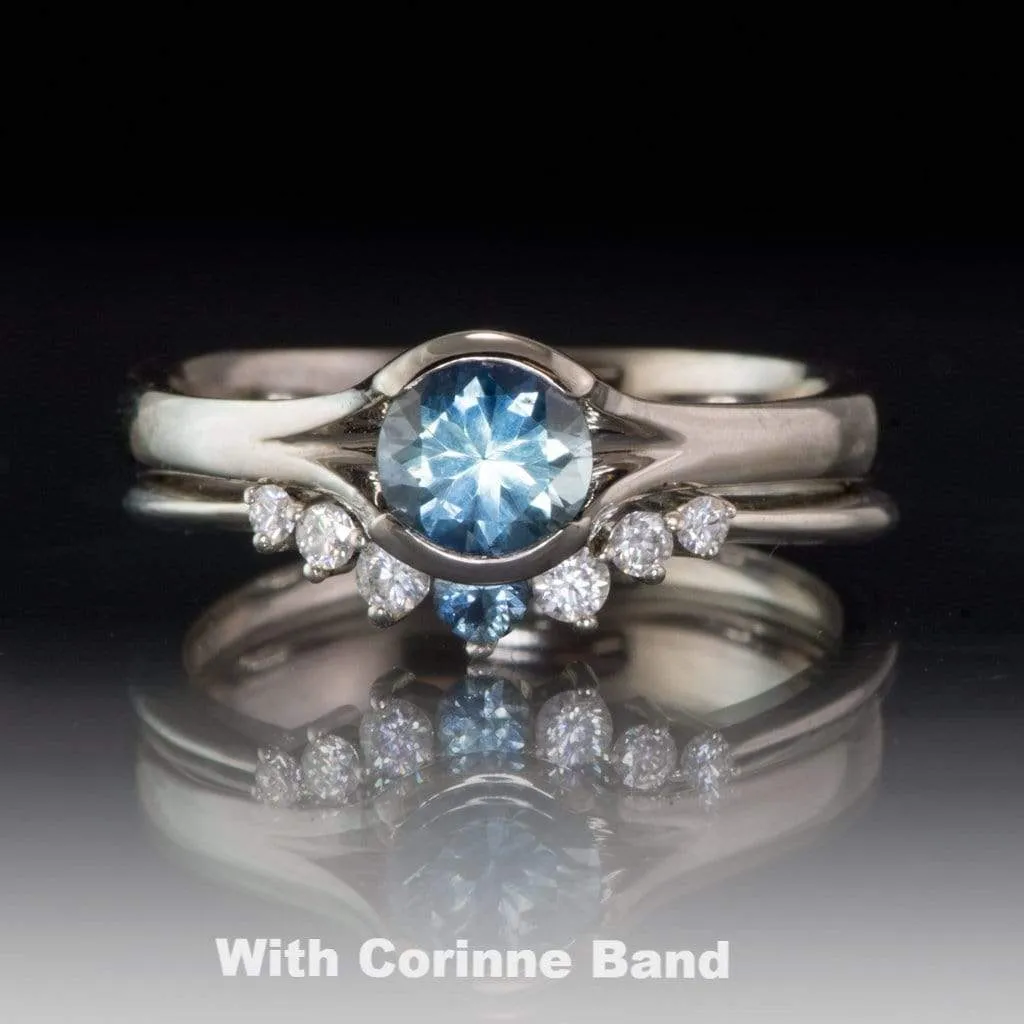 Fair Trade Teal / Blue Montana Sapphire Fold Solitaire Engagement Ring