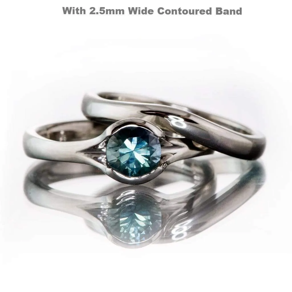 Fair Trade Teal / Blue Montana Sapphire Fold Solitaire Engagement Ring