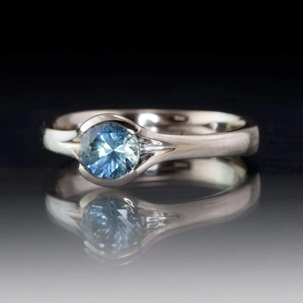 Fair Trade Teal / Blue Montana Sapphire Fold Solitaire Engagement Ring