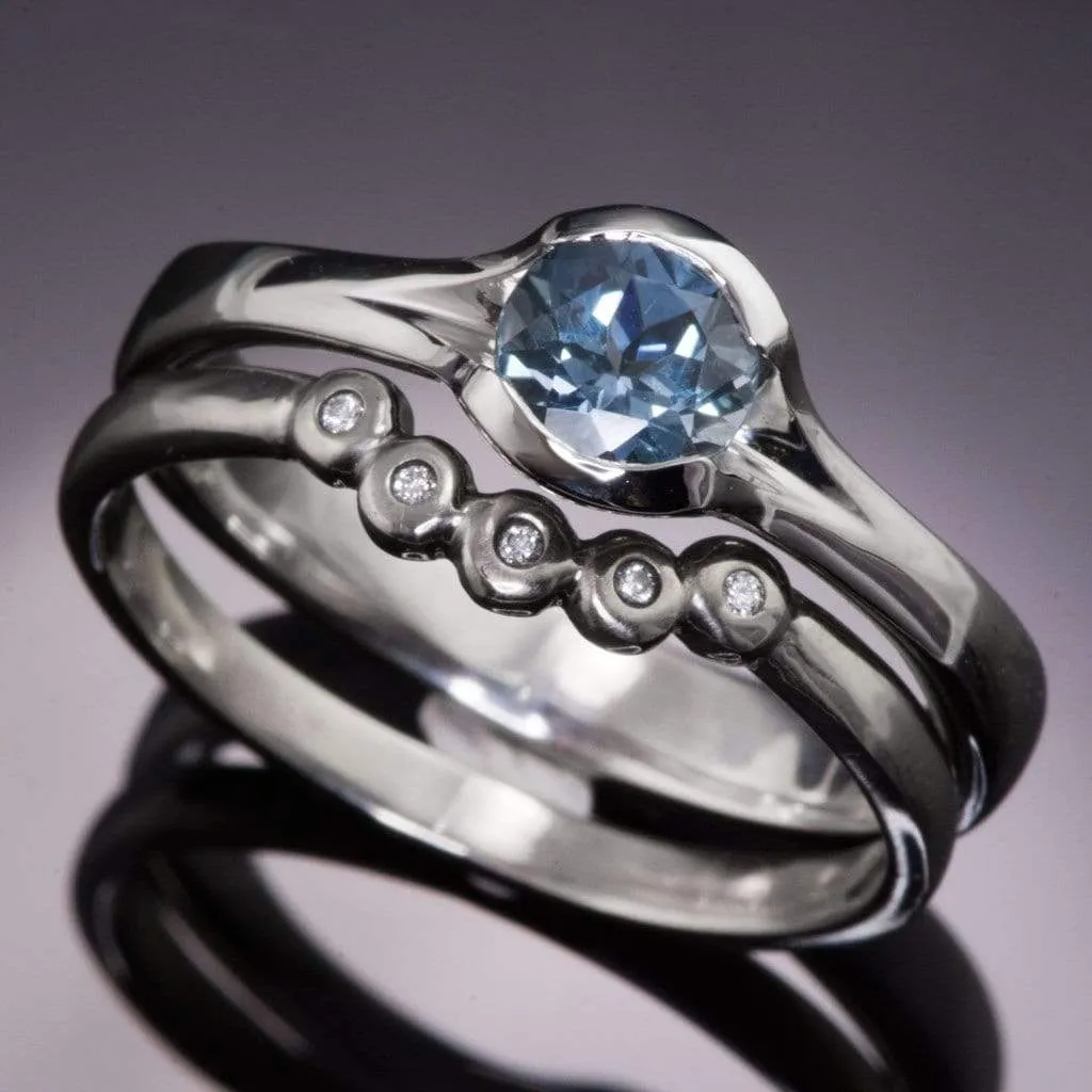 Fair Trade Teal / Blue Montana Sapphire Fold Solitaire Engagement Ring