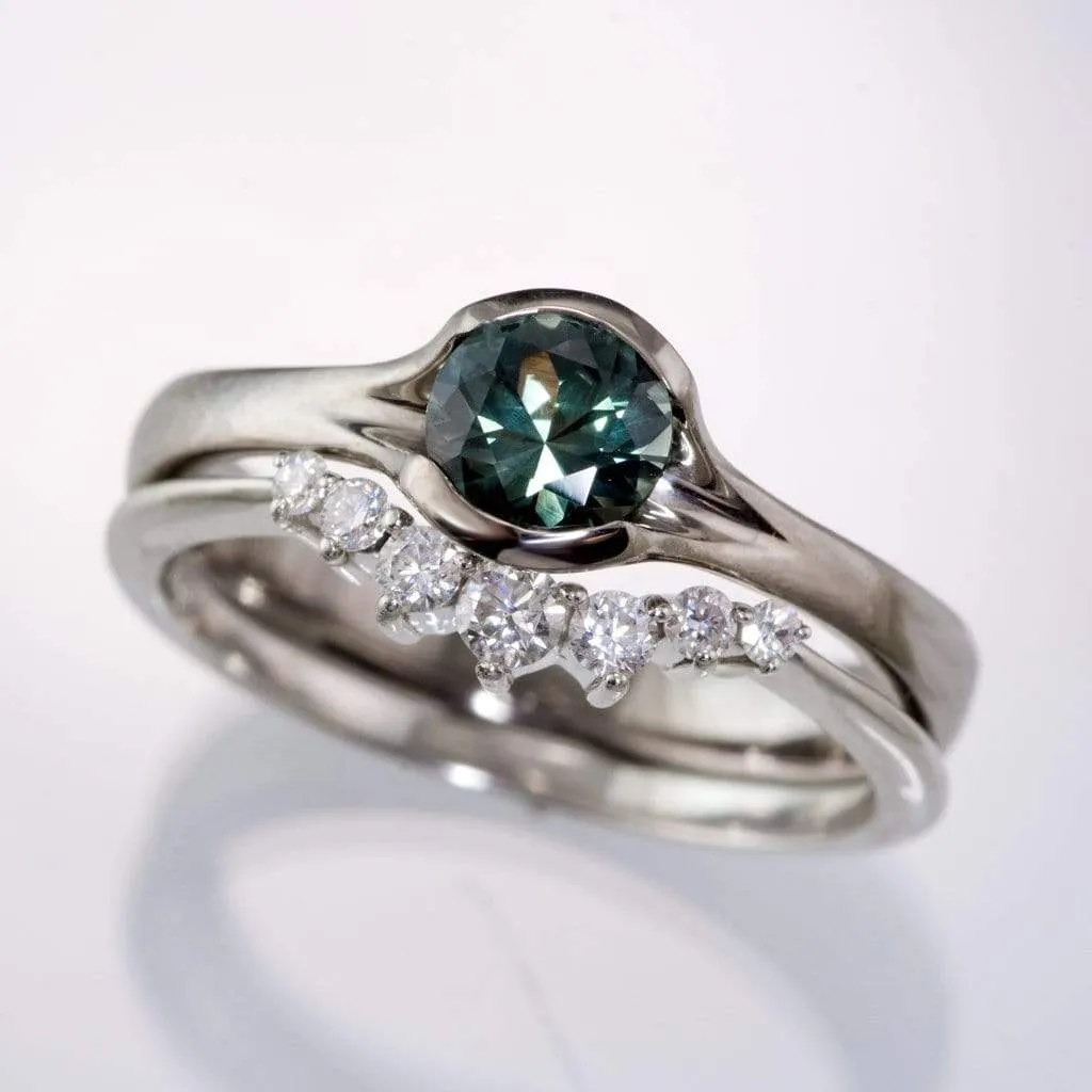 Fair Trade Teal / Blue Montana Sapphire Fold Solitaire Engagement Ring