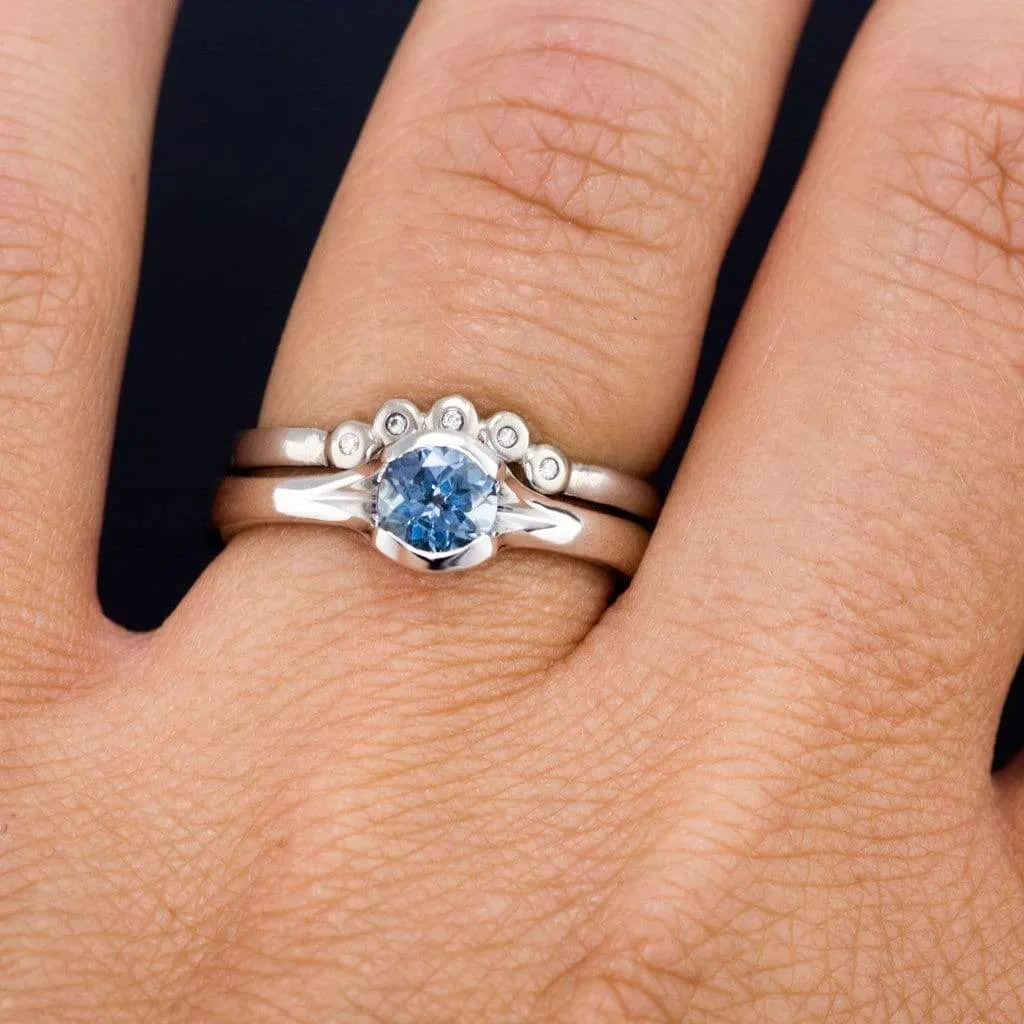 Fair Trade Teal / Blue Montana Sapphire Fold Solitaire Engagement Ring