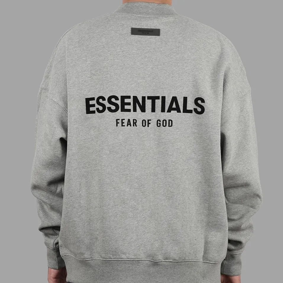 FEAR OF GOD Essentials Felt Logo Crewneck Sweatshirt Dark Oatmeal