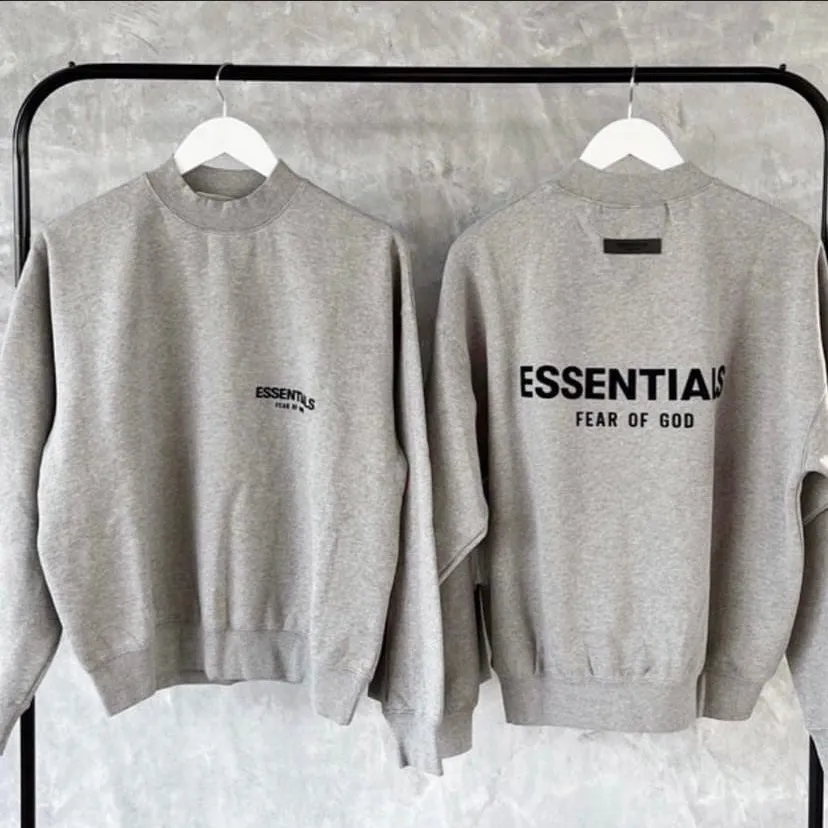 FEAR OF GOD Essentials Felt Logo Crewneck Sweatshirt Dark Oatmeal