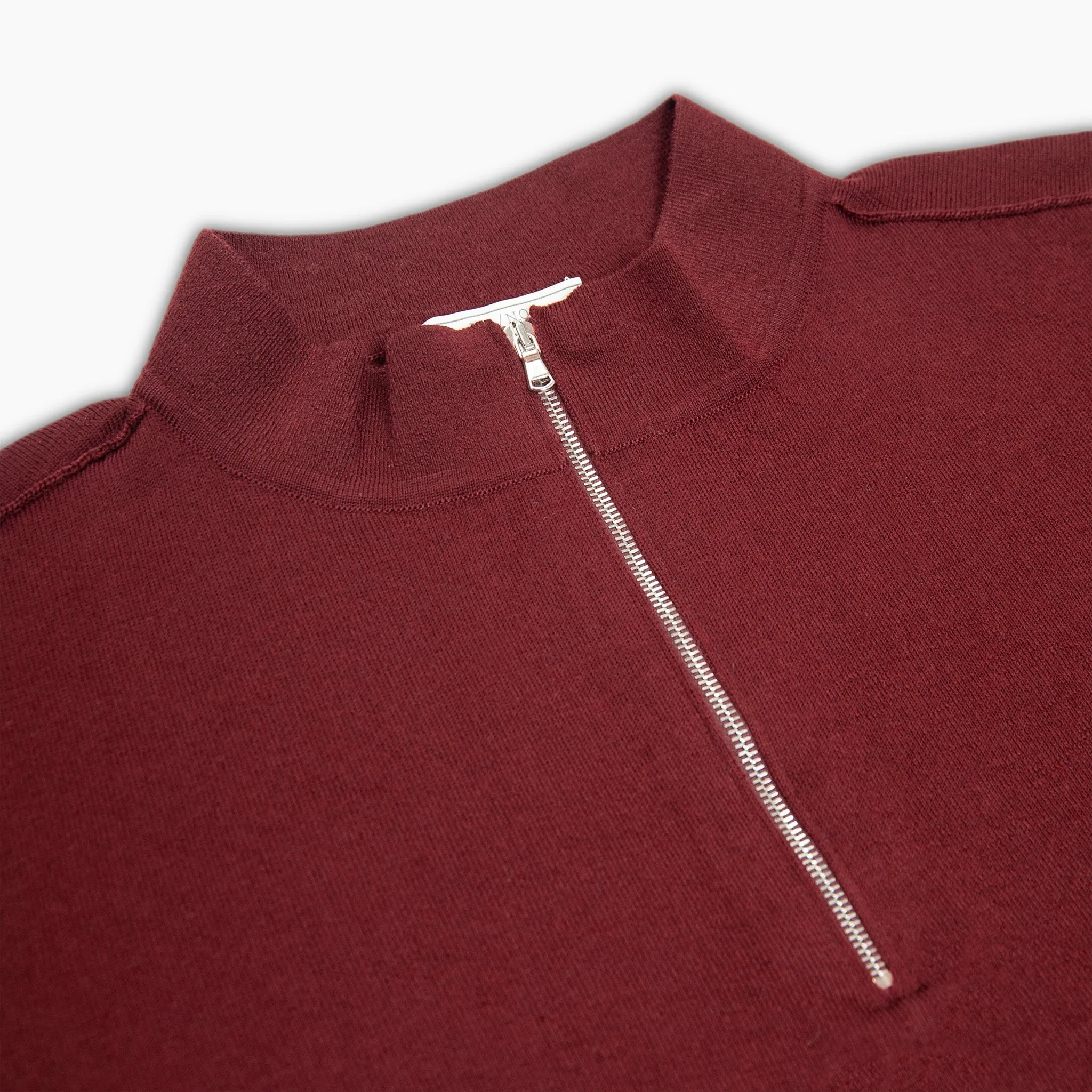 Gad knit half zip jumper in wool (burgundy)