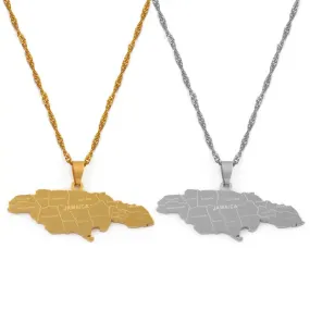 Gold plated Jamaica Map Pendant/Necklace Gold Continent necklace Jamaica