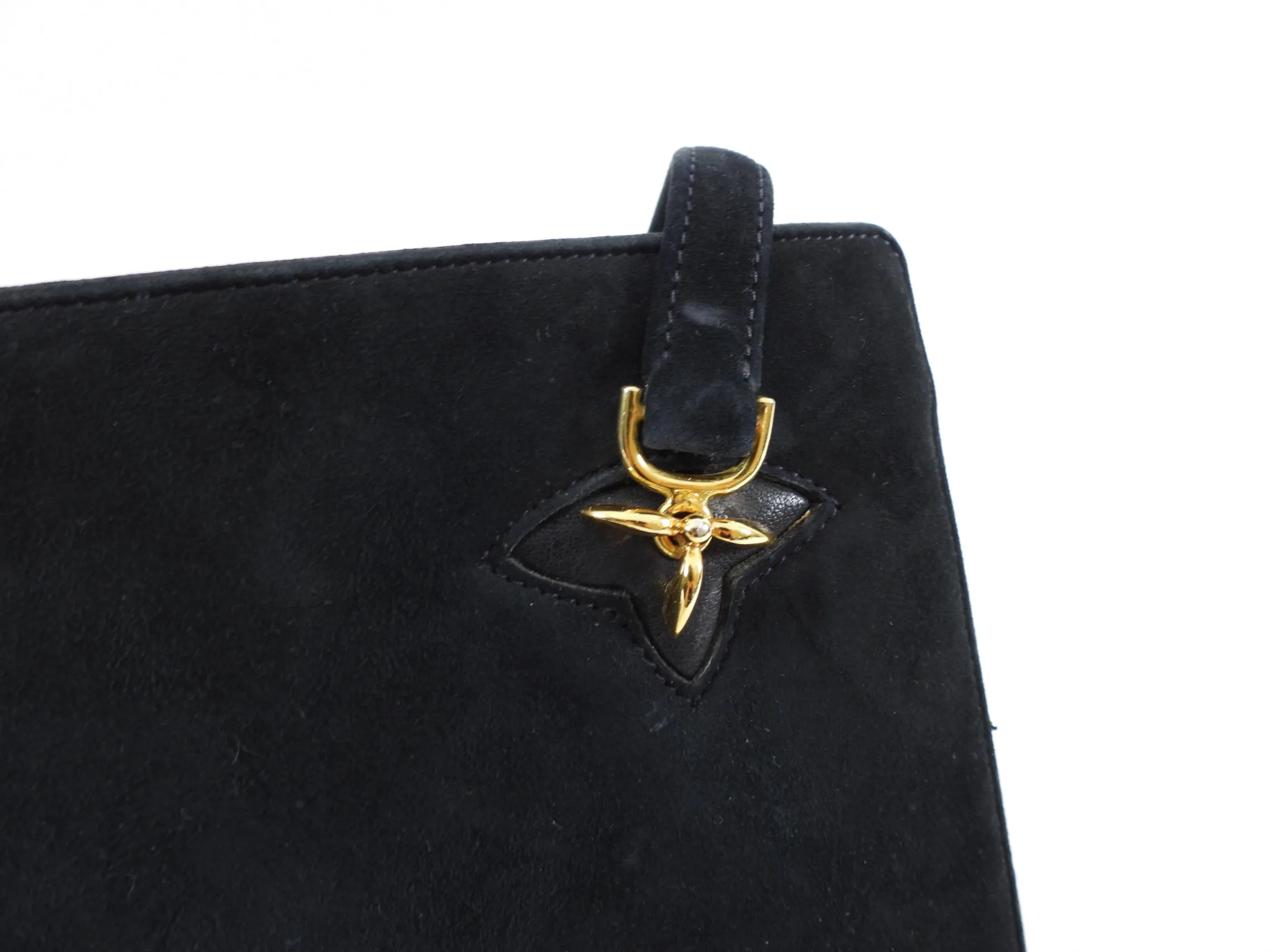 Gucci Vintage 1950's Black Suede Hand Bag