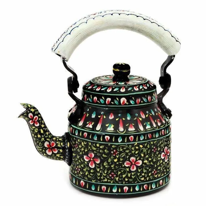 Hand-painted Kaushalam Teapot: Black Beauty