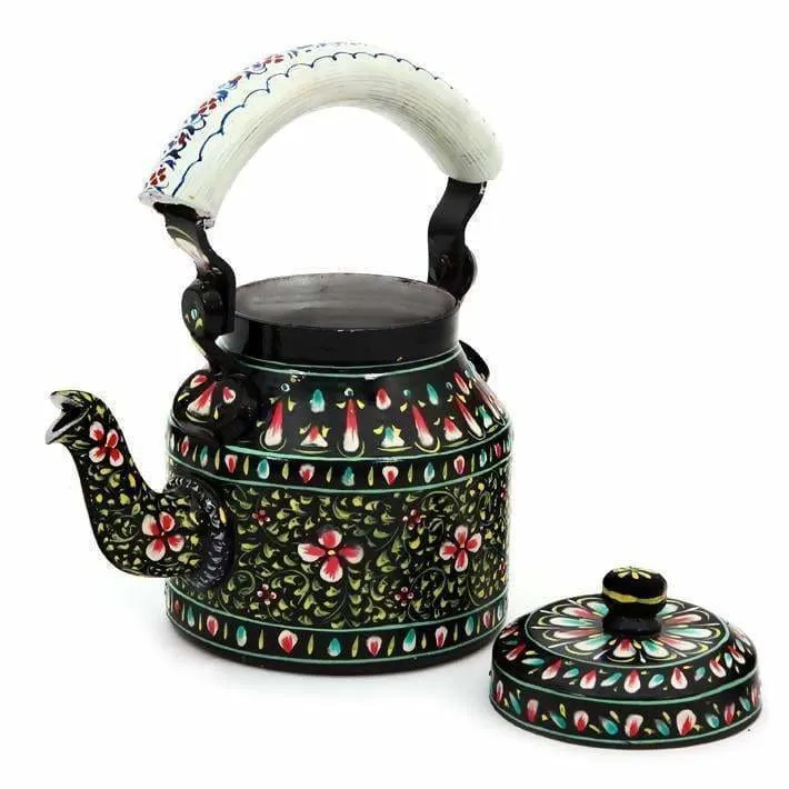 Hand-painted Kaushalam Teapot: Black Beauty