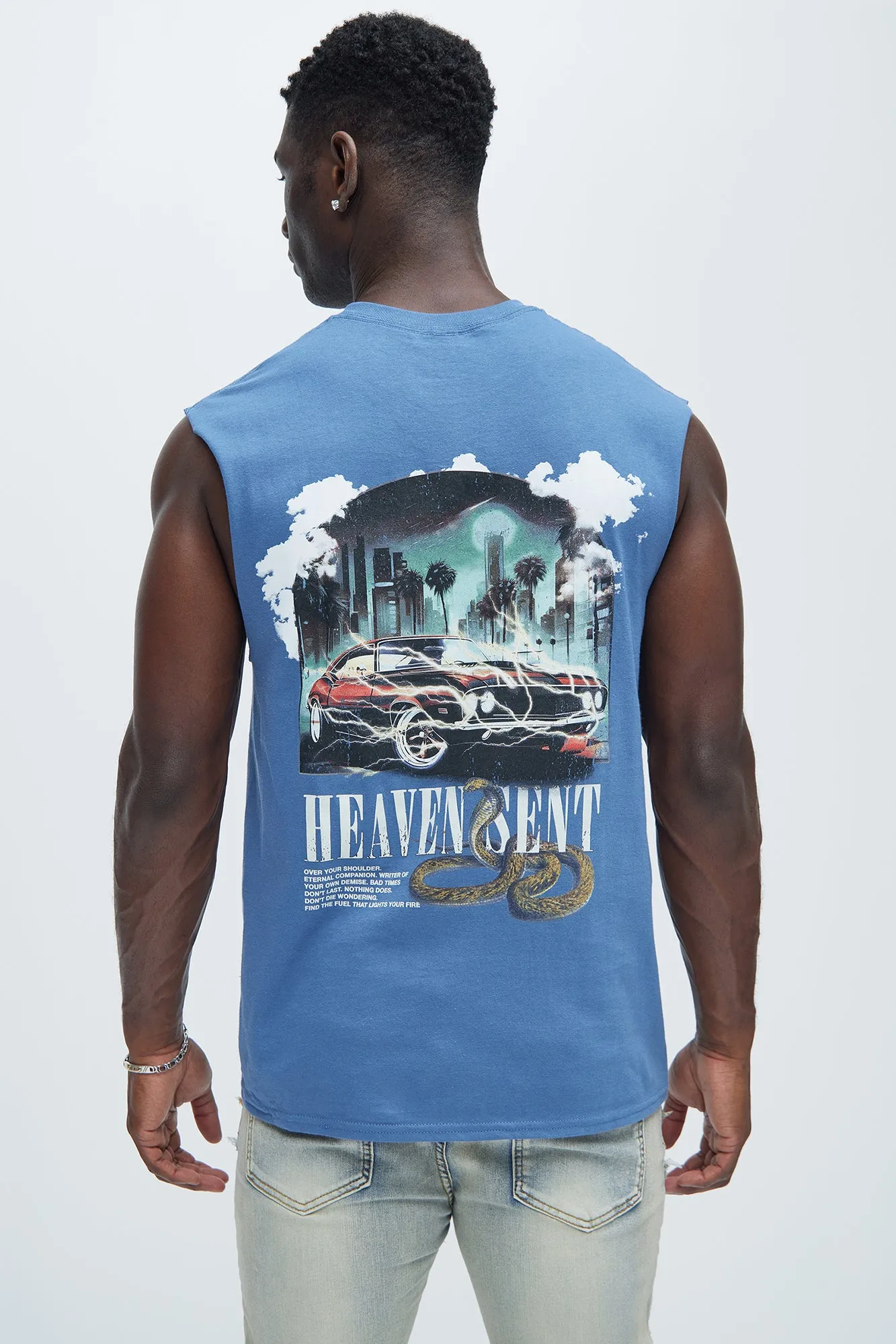 Heaven Meant Sleeveless Tee - Slate Blue