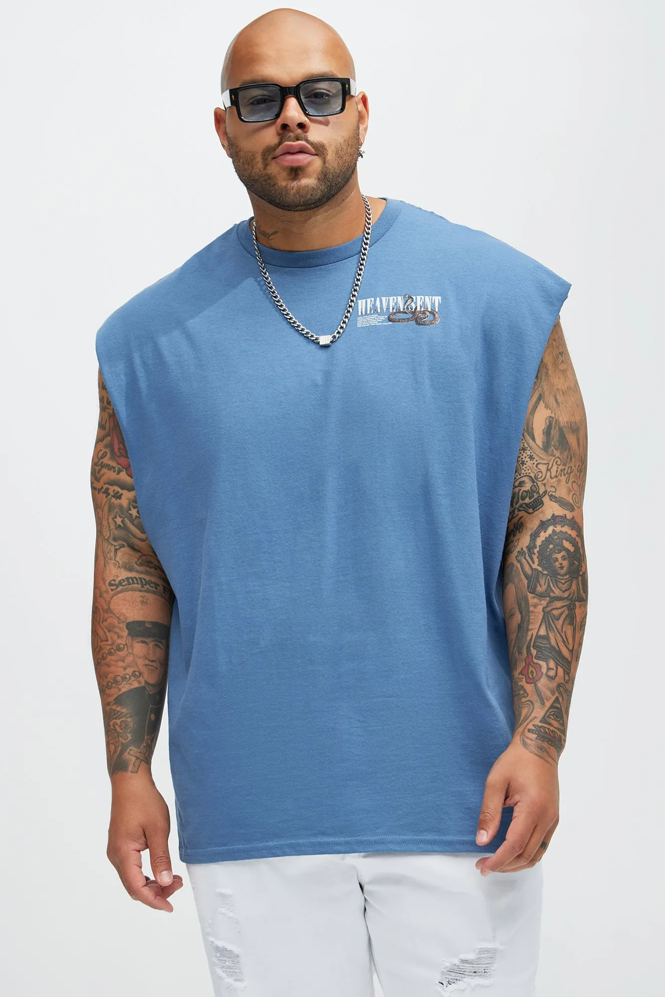 Heaven Meant Sleeveless Tee - Slate Blue