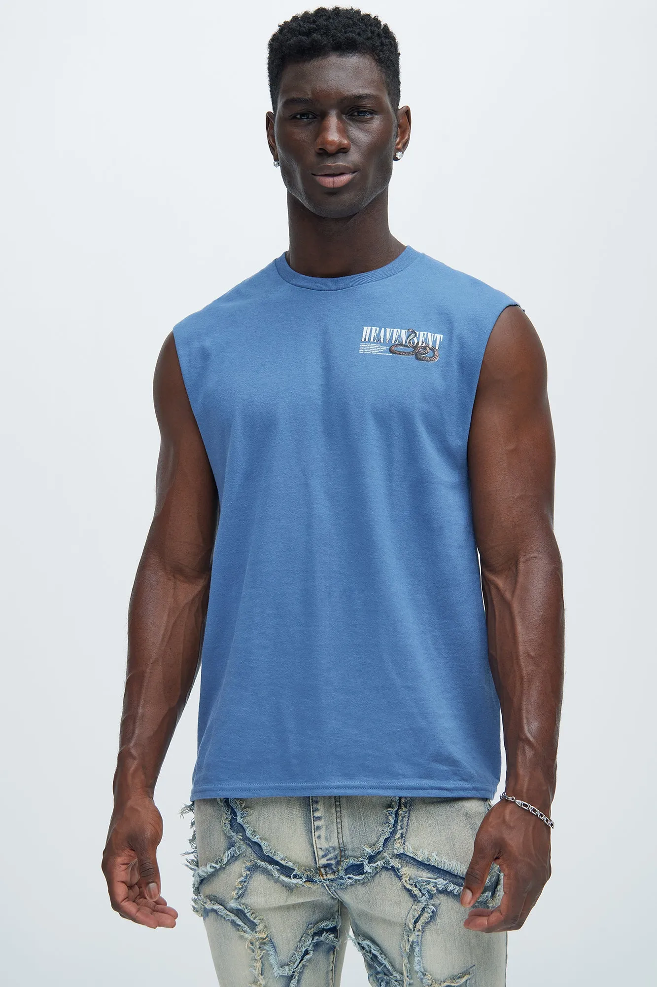 Heaven Meant Sleeveless Tee - Slate Blue