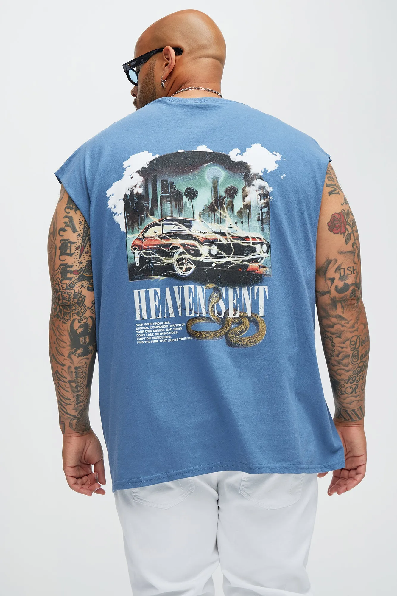 Heaven Meant Sleeveless Tee - Slate Blue