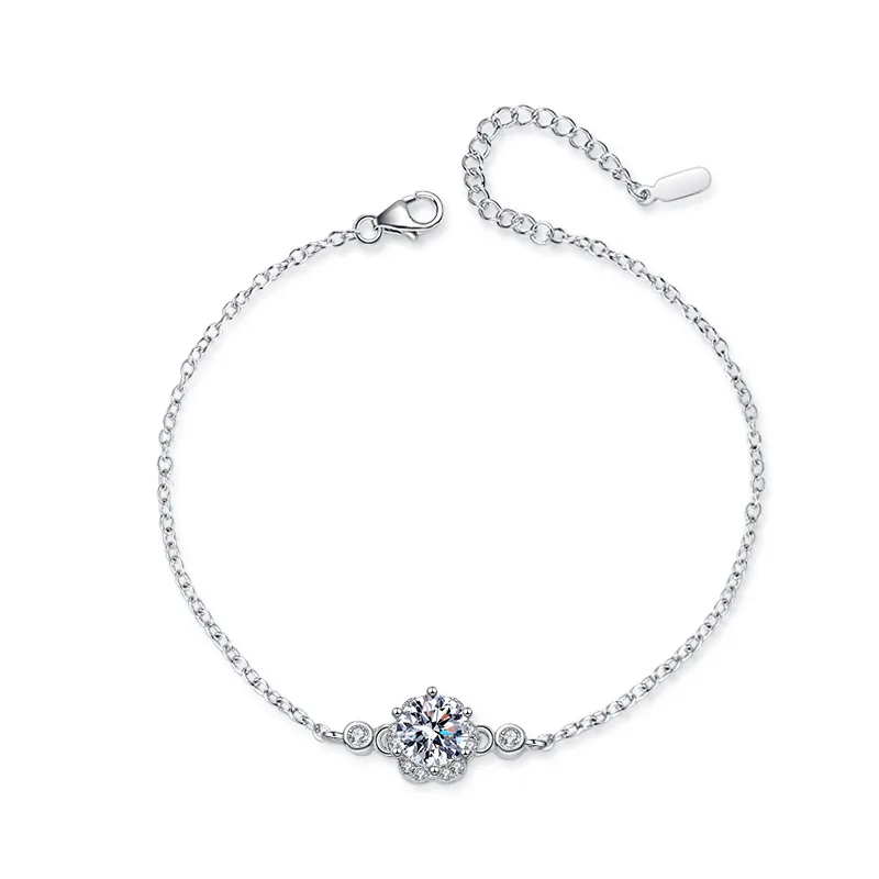 Hexagonal Plum Flower Moissanite Bracelet