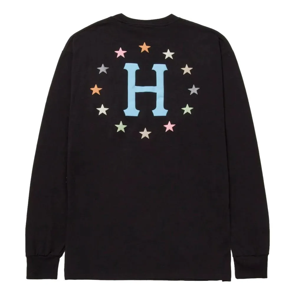 HUF PUFF GALAXIES L/S TEE-BLACK