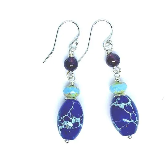 Indigo Map Blue Gem Earrings