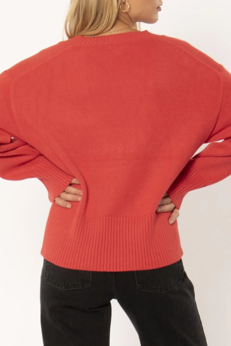 Keri V Neck Red Spice Knit Jumper