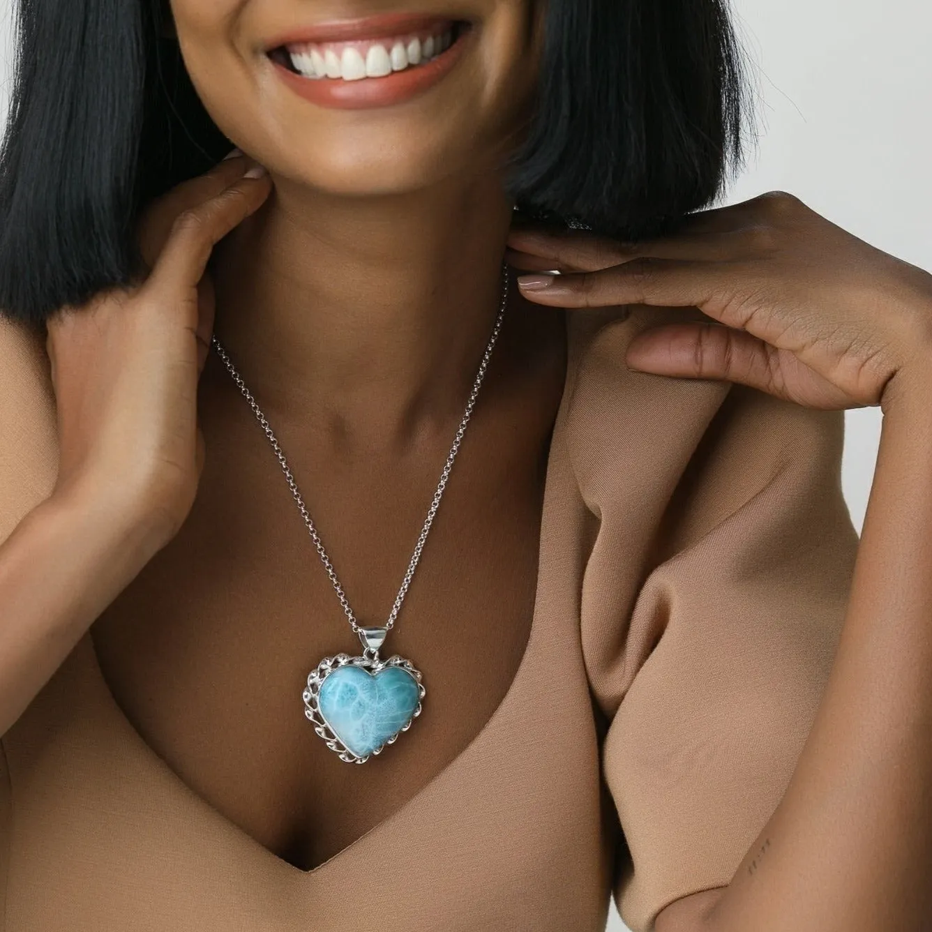 Larimar Heart Pendant Olivia