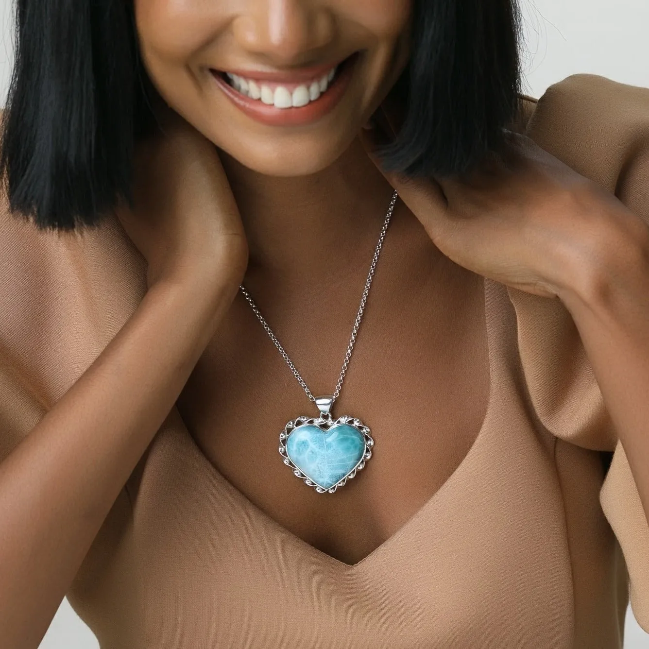 Larimar Heart Pendant Olivia