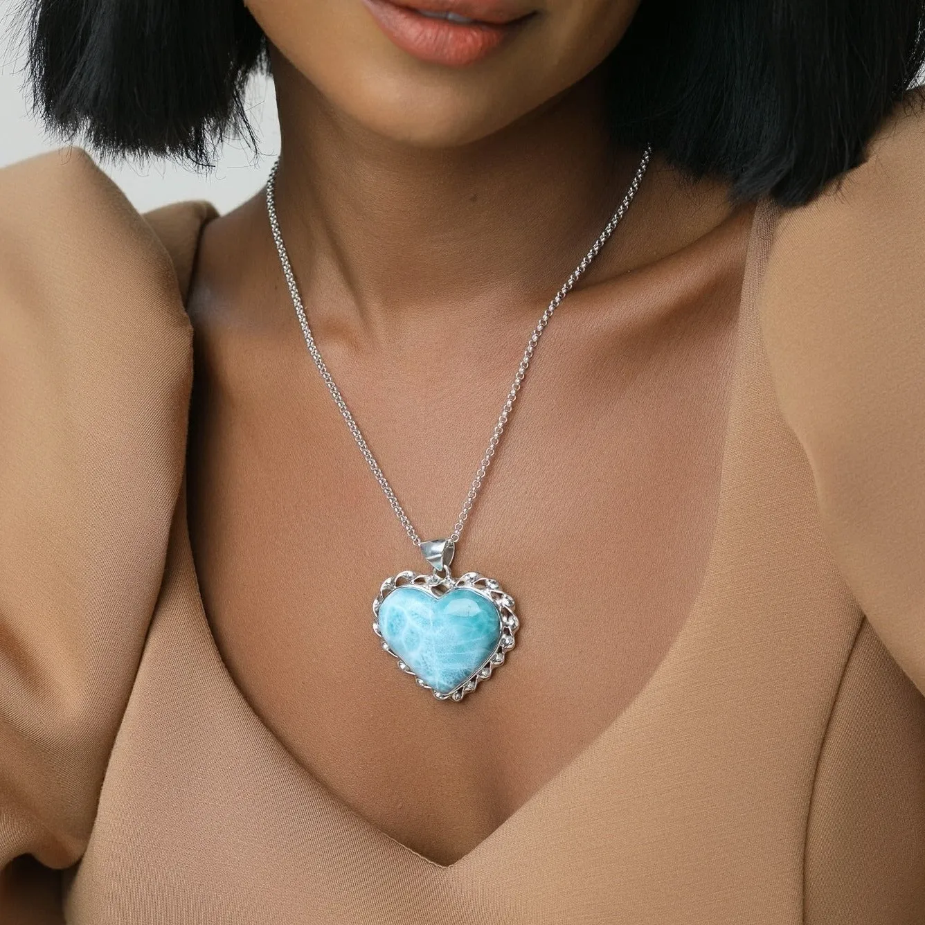 Larimar Heart Pendant Olivia