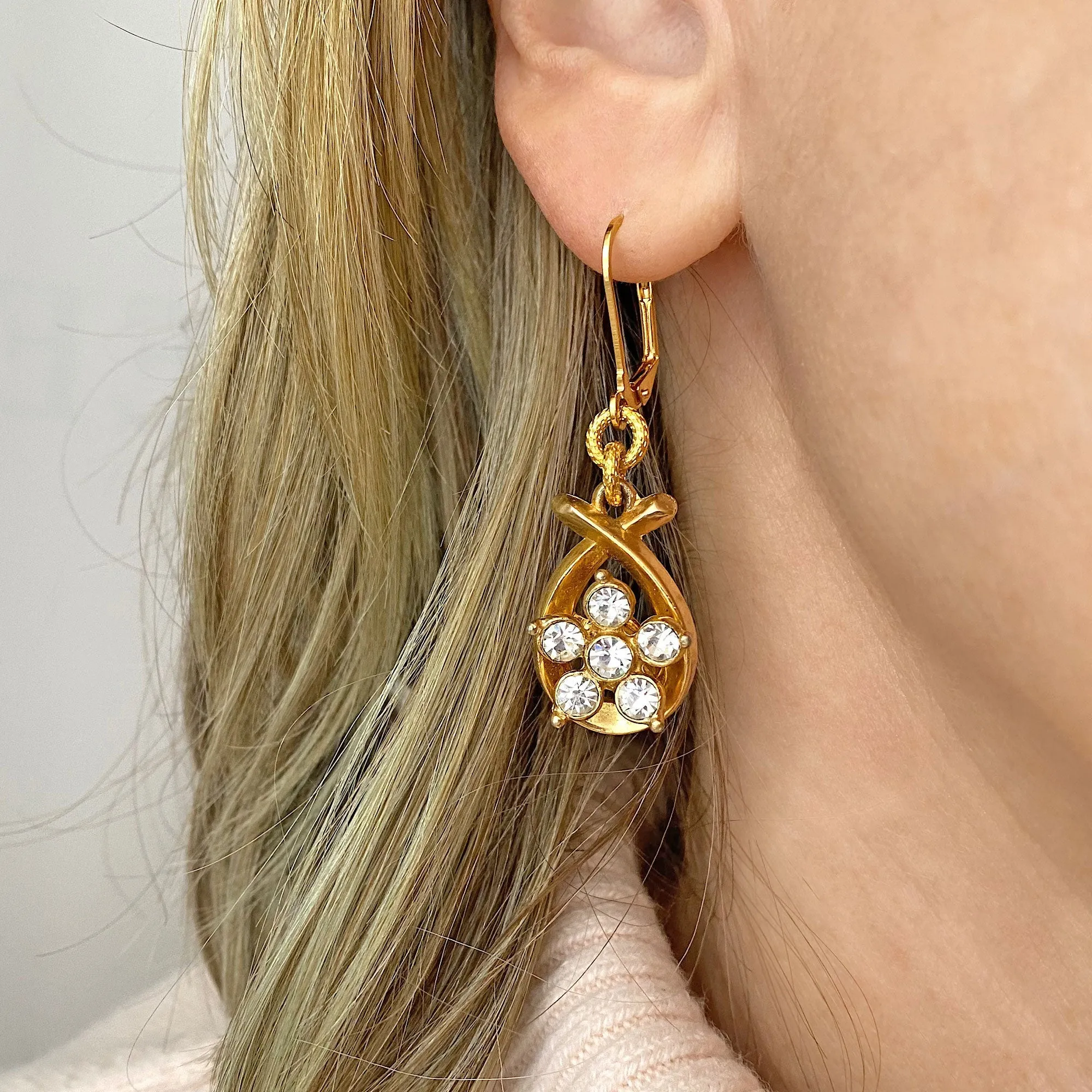 LIANNE vintage gold crystal earrings