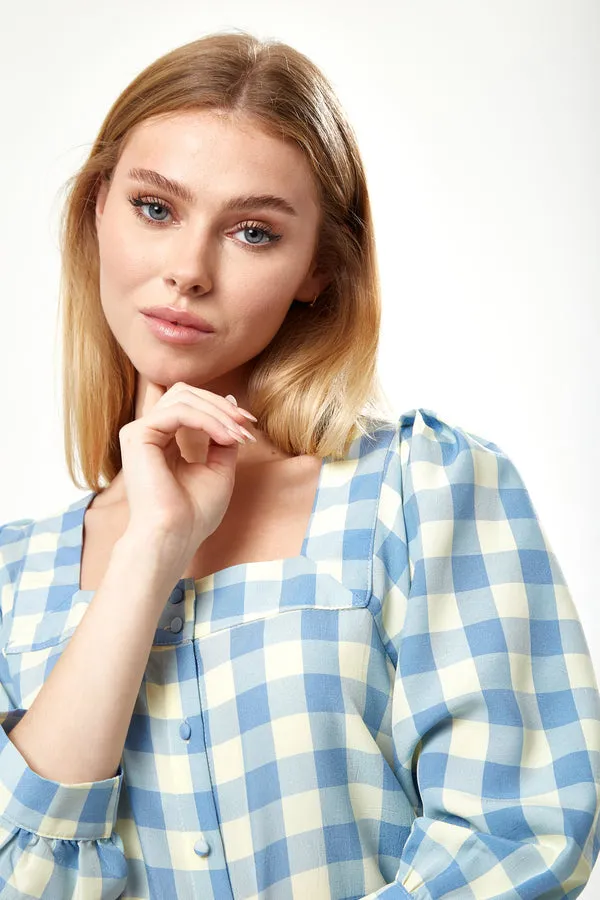 Liquorish Gingham Puff Sleeve Dress