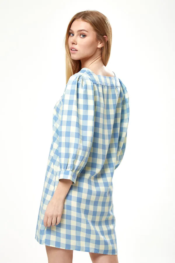 Liquorish Gingham Puff Sleeve Dress