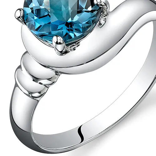 London Blue Topaz Round Cut Sterling Silver Ring Size 5