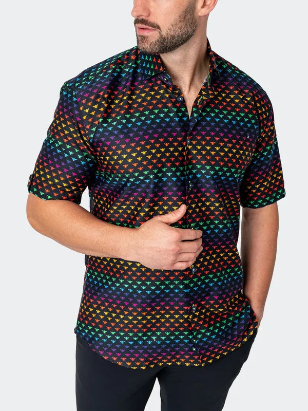 Maceoo Stretch Short-Sleeve Shirt | Galileo Beerainbow Black