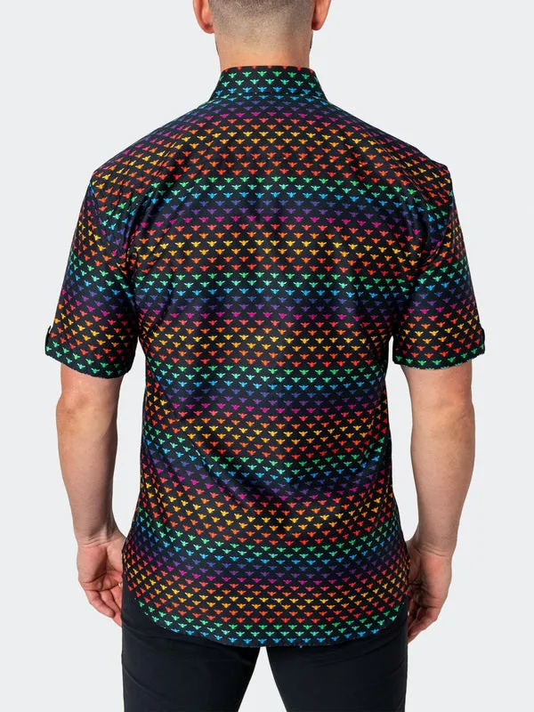 Maceoo Stretch Short-Sleeve Shirt | Galileo Beerainbow Black