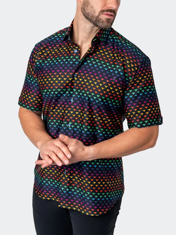 Maceoo Stretch Short-Sleeve Shirt | Galileo Beerainbow Black