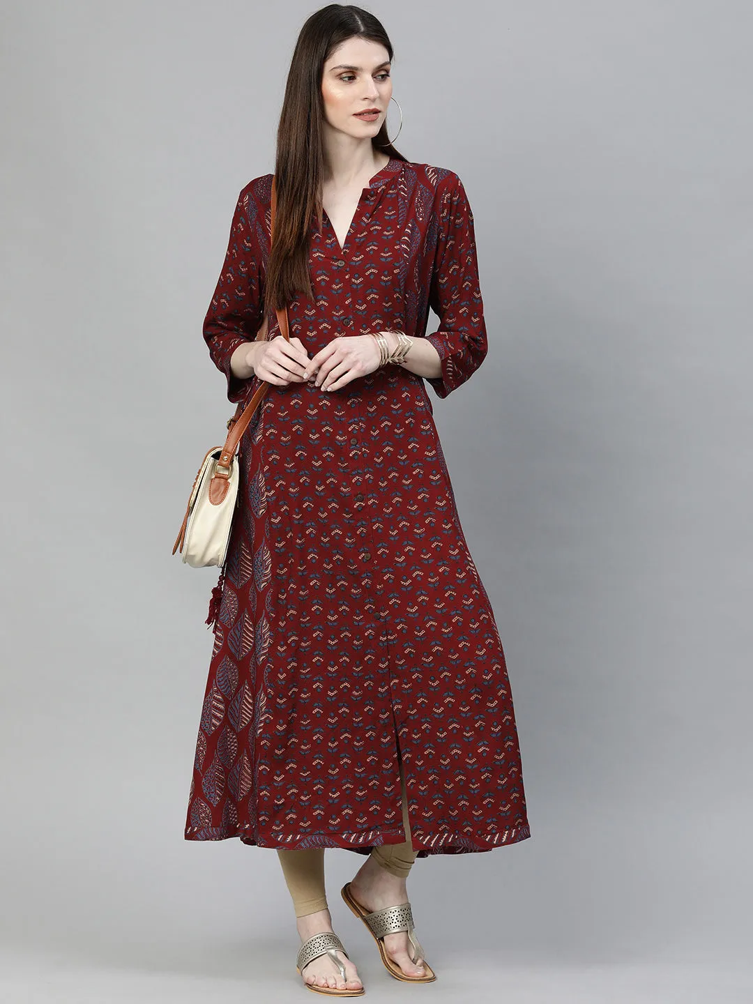 Maroon Rayon Kurta