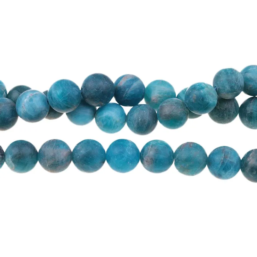 MATTE Blue Apatite 10mm A Grade Round - 15-16 Inch