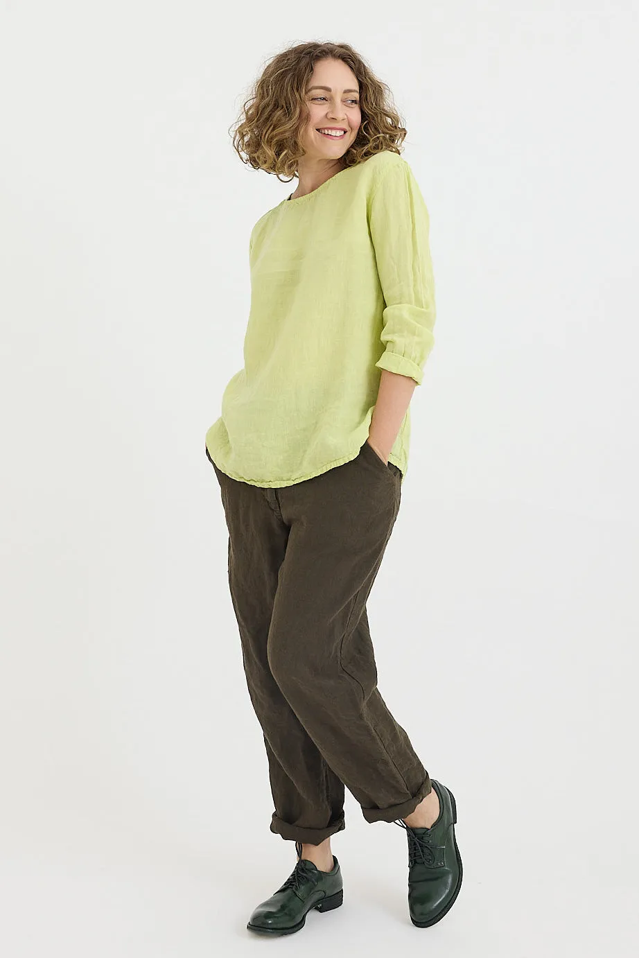 Metta - Jade Simple Linen Top