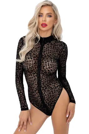 Noir Handmade Leopard Flock Bodysuit