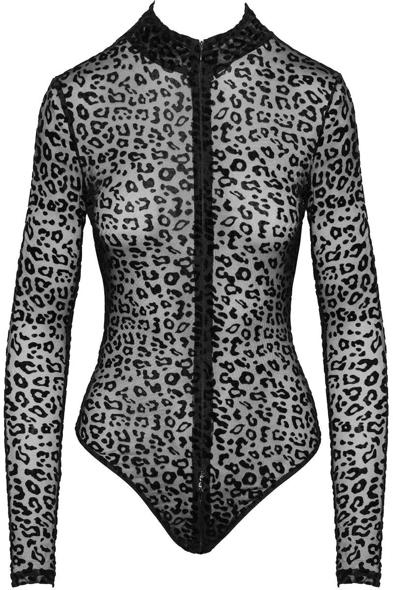 Noir Handmade Leopard Flock Bodysuit