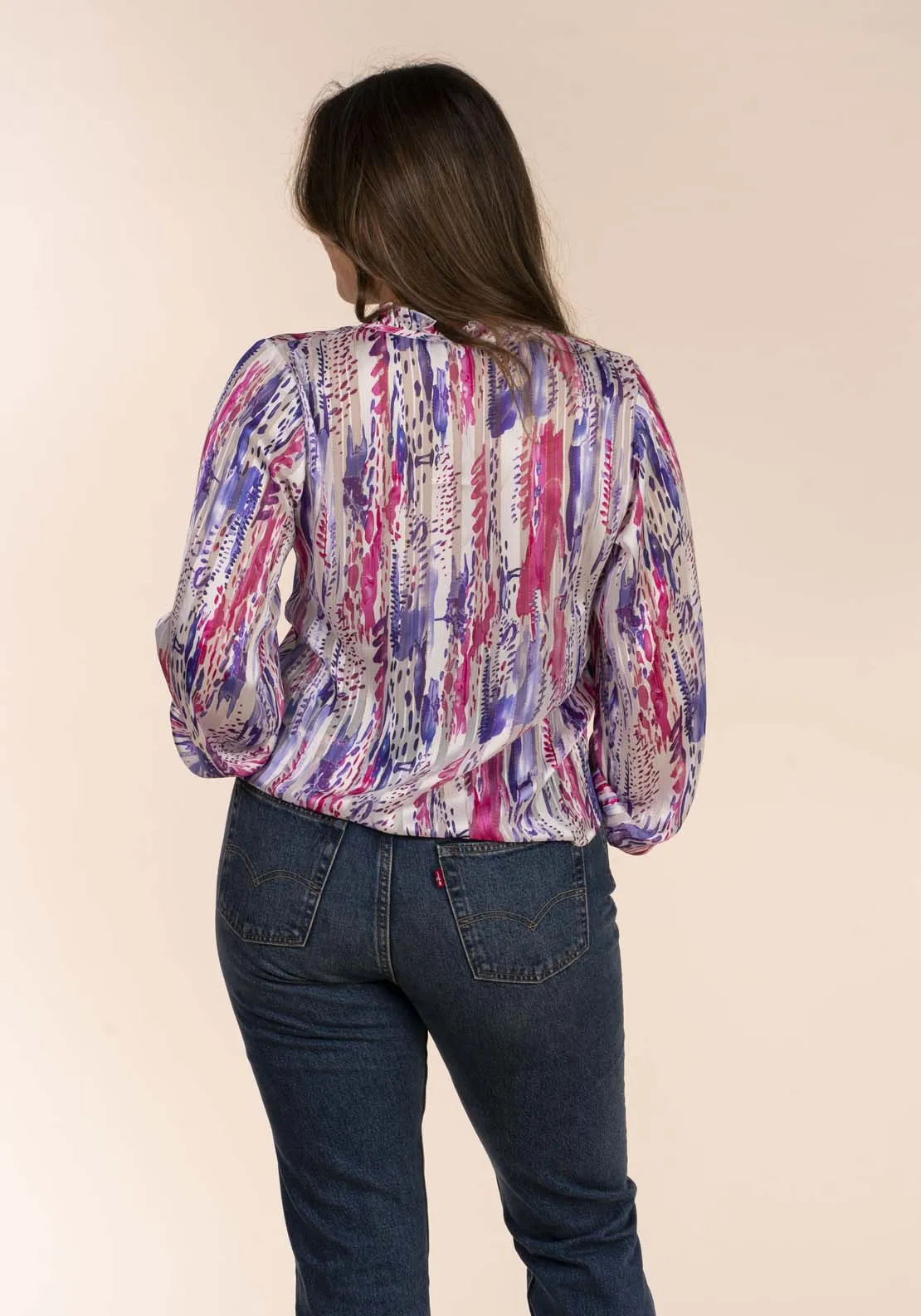 Paintstripe Print Blouse